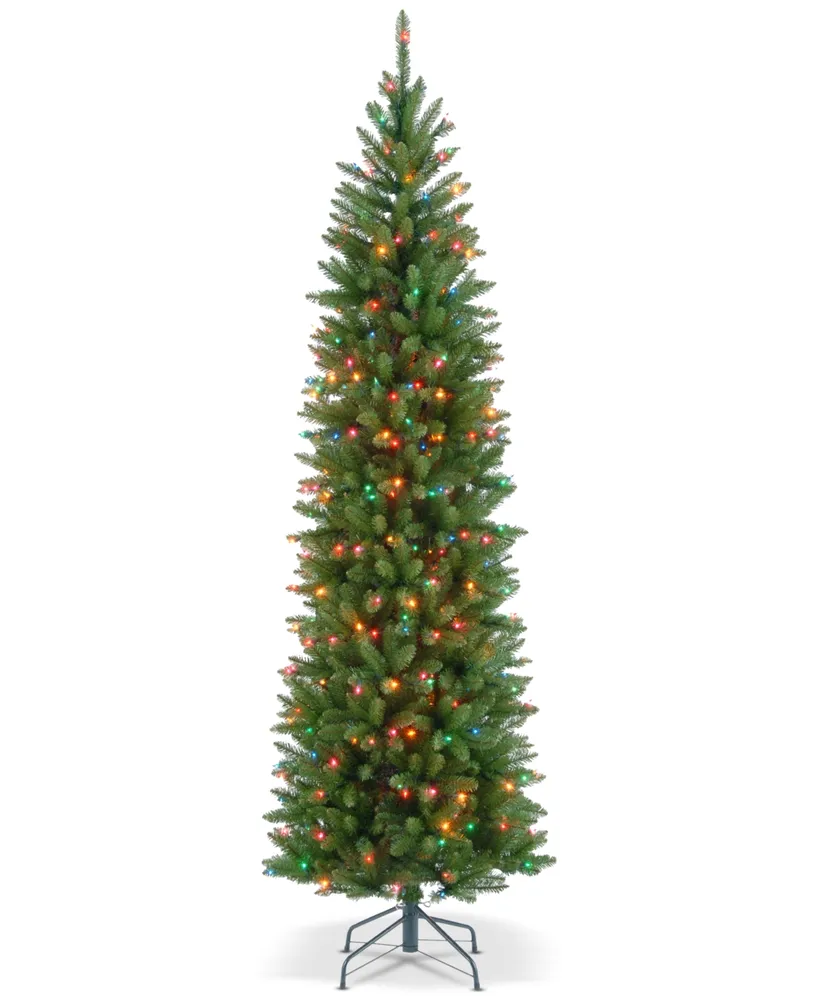 National Tree Company 7' Kingswood Fir Pencil Hinged Tree With 300 Multicolor Lights