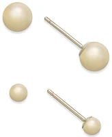 Ball Stud Earring Set 10k Gold or White