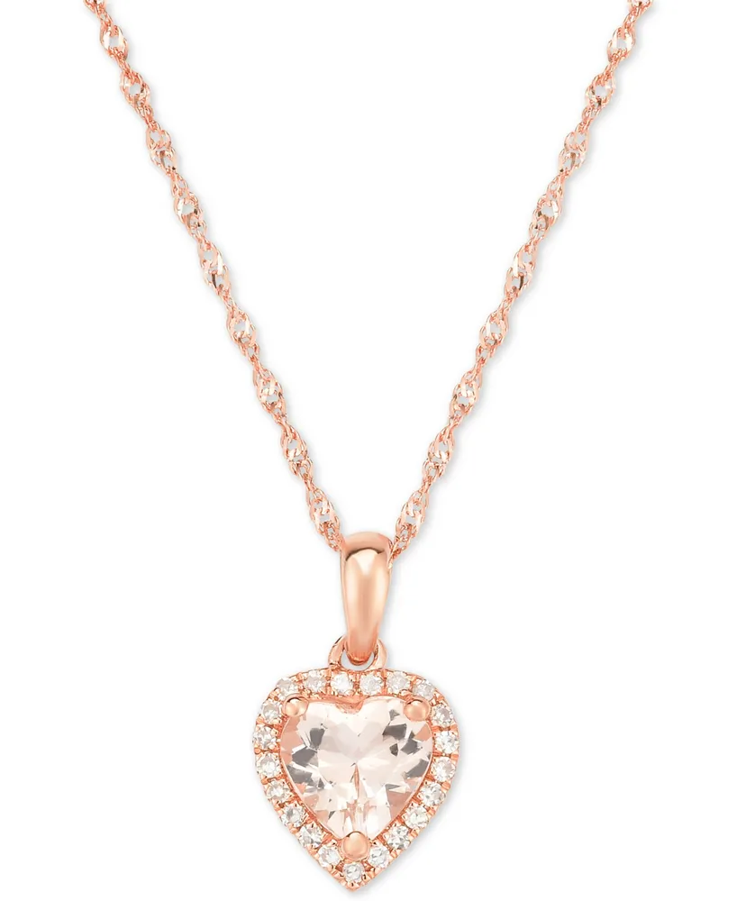 Morganite (5/8 ct. t.w.) & Diamond Accent Heart Pendant Necklace in 14k Rose Gold