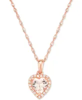 Morganite (5/8 ct. t.w.) & Diamond Accent Heart Pendant Necklace in 14k Rose Gold