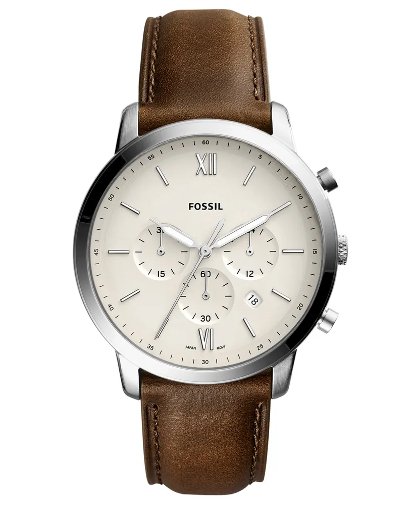 Fossil Men's Neutra Chronograph Brown Leather Strap Watch 44mm