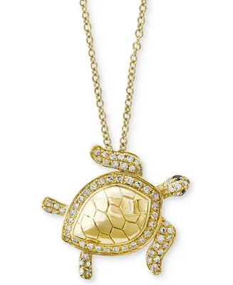Seaside by Effy Diamond Turtle Pendant Necklace (1/4 ct. t.w.) in 14k Gold