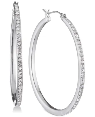 Dkny Gold-Tone Pave 1" Skinny Hoop Earrings