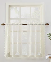 Alison Floral Lace Sheer Rod Pocket Kitchen Curtain Tier Pair
