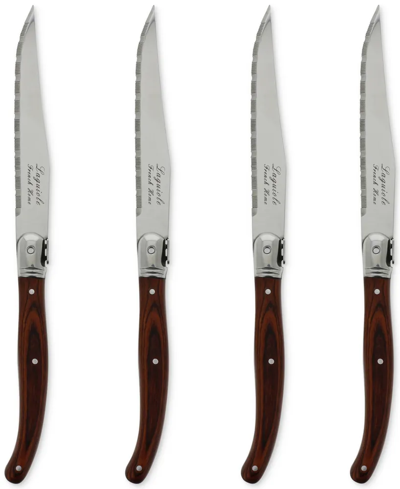 French Home Laguiole Connoisseur Black Wood Handle BBQ Steak Knives - 4 Piece