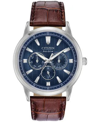 Citizen Eco-Drive Men's Corso Brown Leather Strap Watch 44mm