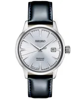 Seiko Men's Automatic Presage Black Leather Strap Watch 40.5mm