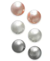 Charter Club Silver-Tone 3-Pc. Set Imitation Pearl Stud Earrings, Created for Macy's