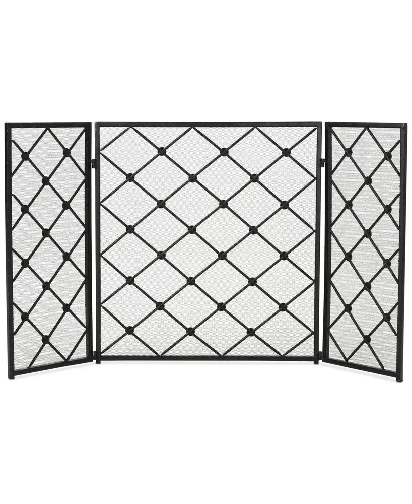 Three Panel Iron Fireplace Screen