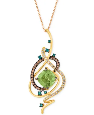 Le Vian Exotics Crazy Collection Mint Julep Quartz (3-1/4 ct. t.w.) & Diamond (3/4 ct. t.w.) 18" Pendant Necklace in 14k Gold