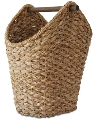 Braided Oval Tissue Basket with Wood Handle