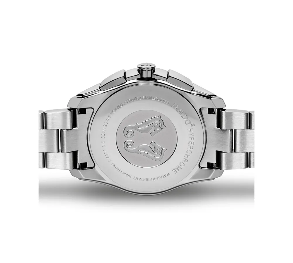 Rado Men's Swiss Chronograph Hyperchrome Stainless Steel Bracelet Watch 45mm