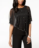 Msk Embellished Asymmetrical Overlay Top