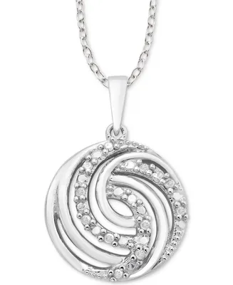 Diamond Swirl 18" Pendant Necklace (1/10 ct. t.w.) in Sterling Silver