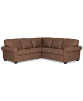 Orid 2-Pc. "L"-Shaped Leather Roll Arm Sectional , Created for Macy's