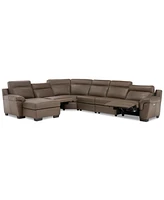 Julius Ii 150" 6-Pc. Leather Chaise Sectional Sofa With 2 Power Recliners, Headrests & Usb Outlet, Created for Macy's