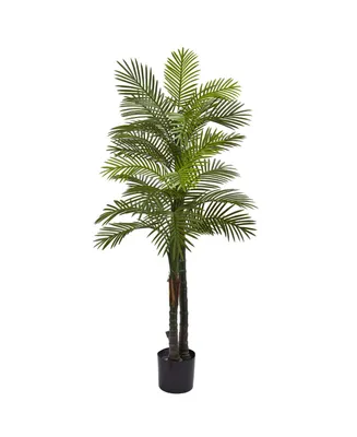 Nearly Natural 5.5' Indoor/Outdoor Uv-Resistant Artificial Double Robellini Palm Tree