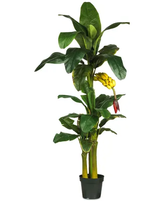 Nearly Natural 6' Artificial Triple Stalk Banana Tree