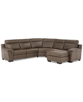 Closeout! Julius Ii 5-Pc. Leather Chaise Sectional Sofa With 2 Power Recliners, Headrests & Usb Outlet, Created for Macy's