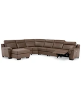 Julius Ii -Pc. Leather Chaise Sectional Sofa With 1 Power Recliner, Headrest & Usb Outlet