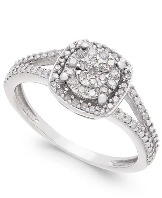 Cushion-Cut Diamond Promise Ring (1/4 ct. t.w.) Sterling Silver
