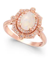 Aurora by Effy Opal (5/8 ct. t.w.) and Diamond (1/6 Oval Ring 14k Rose Gold