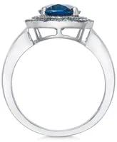 London Blue Topaz (2-3/4 ct. t.w.), Blue and White Diamond (1/3 ct. t.w.) Oval Ring in 14k White Gold