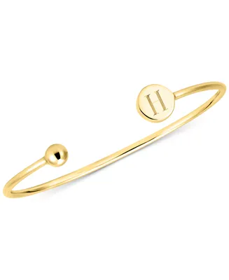 Sarah Chloe Initial Elle Cuff Bangle Bracelet in 14K Gold-Plated Sterling Silver