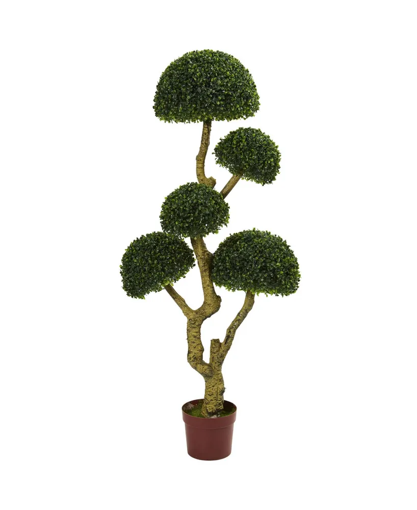 Nearly Natural 5' Boxwood 5-Head Uv-Resistant Indoor/Outdoor Artificial Tree