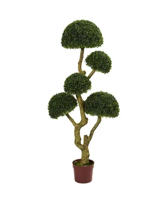 Nearly Natural 5' Boxwood 5-Head Uv-Resistant Indoor/Outdoor Artificial Tree