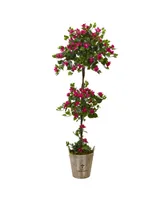 Nearly Natural 5.5' Bougainvillea Artificial Tree with European Barrel Planter