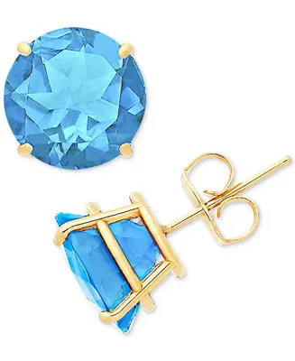 Blue Topaz Stud Earrings (6-3/4 ct. t.w.) in 14k Gold