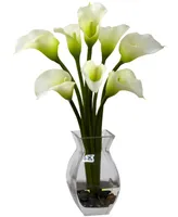 Nearly Natural Classic Calla Lily Artificial Arrangement in Glass Vase