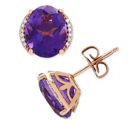 Amethyst (3-1/5 ct. t.w.) & Diamond Accent Stud Earrings in 14k Gold