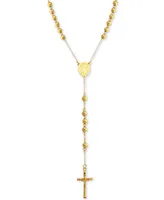 Men's Beaded Cross 28" Rosary Necklace in Yellow Ion-Plated Stainless Steel
