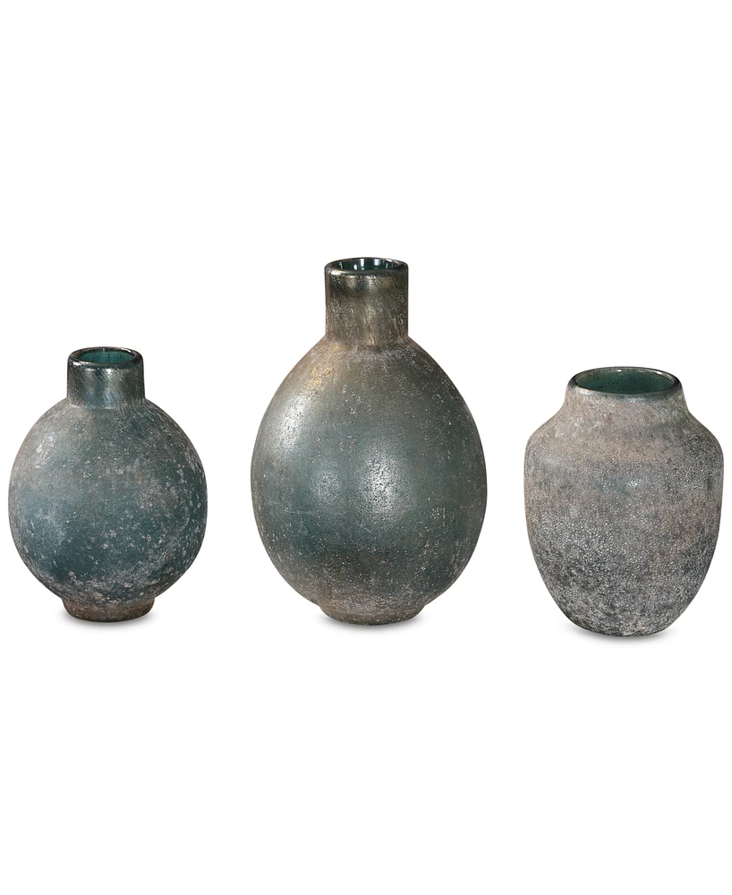 Uttermost Mercede Weathered Blue-Green Vases, Set of 3