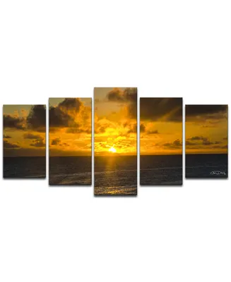 Ready2HangArt Niue Sunset 5 Piece Wrapped Canvas Coastal Wall Art Set, 30" x 60"