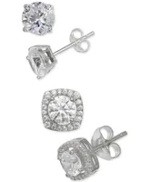 Giani Bernini 2-Pc. Set Cubic Zirconia Stud Earrings in Sterling Silver, Created for Macy's