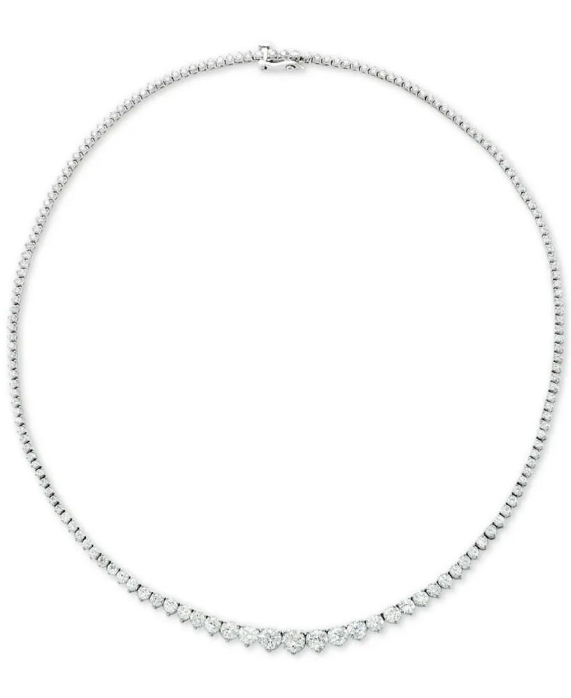 Diamond Fancy 17" Collar Tennis Necklace (15 ct. t.w.) in 14k White Gold