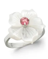 Pink Tourmaline (1/4 ct. t.w.) & Mother-of-Pearl Flower Ring in Sterling Silver