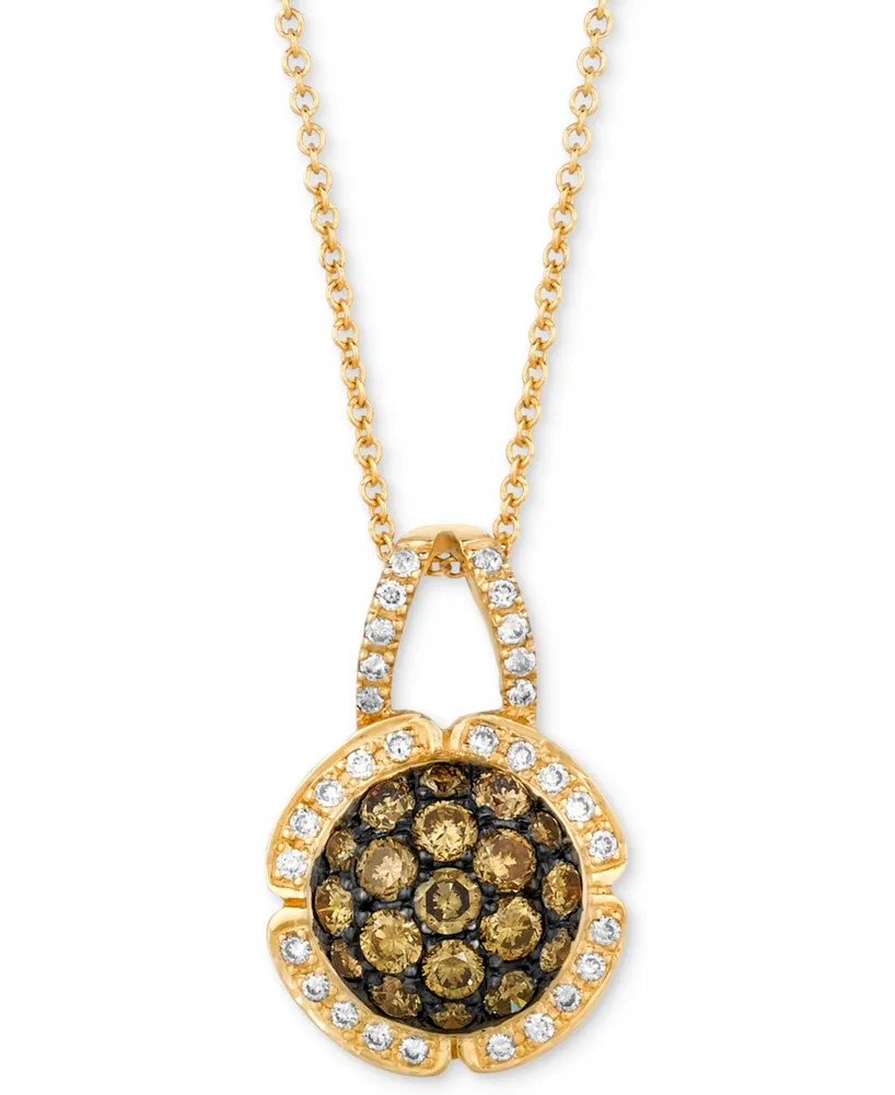 Le Vian Chocolatier Diamond Cluster 18" Pendant Necklace (7/8 ct. t.w.) in 14k Gold