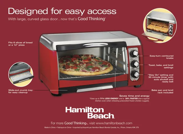 Hamilton Beach Easy Reach Toaster Oven with Roll-Top Door - Macy's