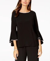 Msk Rhinestone-Trim Bell-Sleeve Top