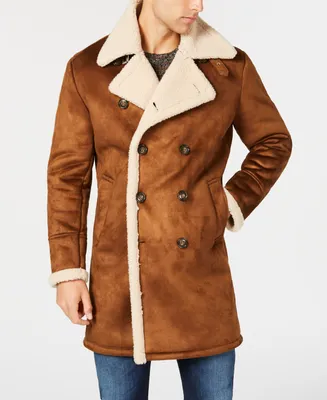 Guess Men's Faux-Shearling Overcoat