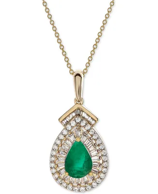 Sapphire (3/4 ct. t.w.) & Diamond (1/3 18" Pendant Necklace 14k Gold (Also Available Ruby or Emerald)