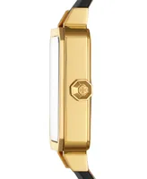 Tory Burch Women's Robinson Black Leather Roller Bar Strap Watch 27x29mm