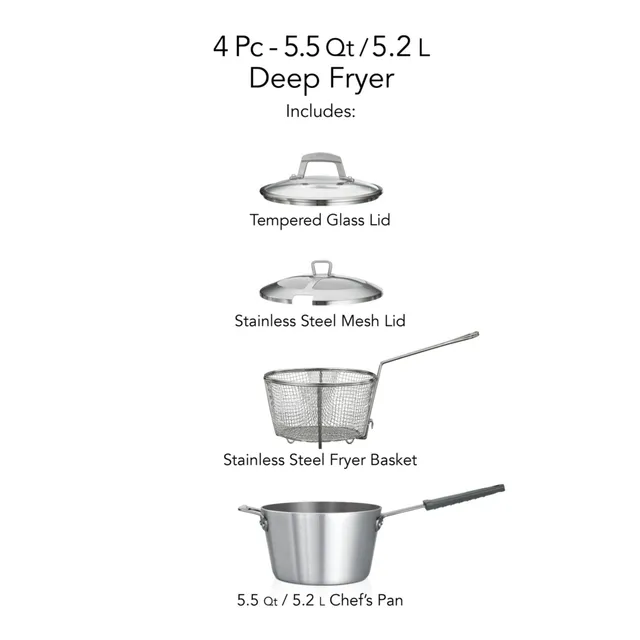 Tramontina Professional Fusion 5.5 qt Covered Deep Fryer - Aluminum