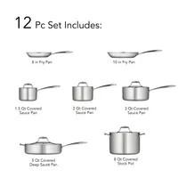 Tramontina Gourmet Tri-Ply Clad 12 Pc Cookware Set