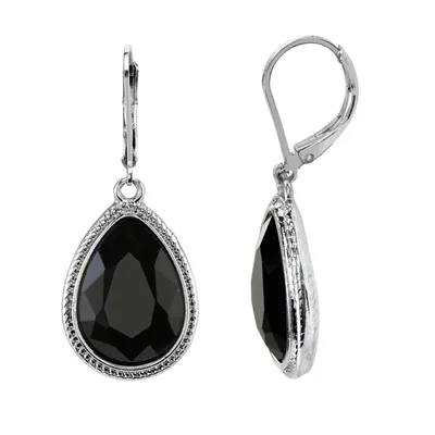 2028 Silver-Tone Faceted Pearshape Drop Earrings