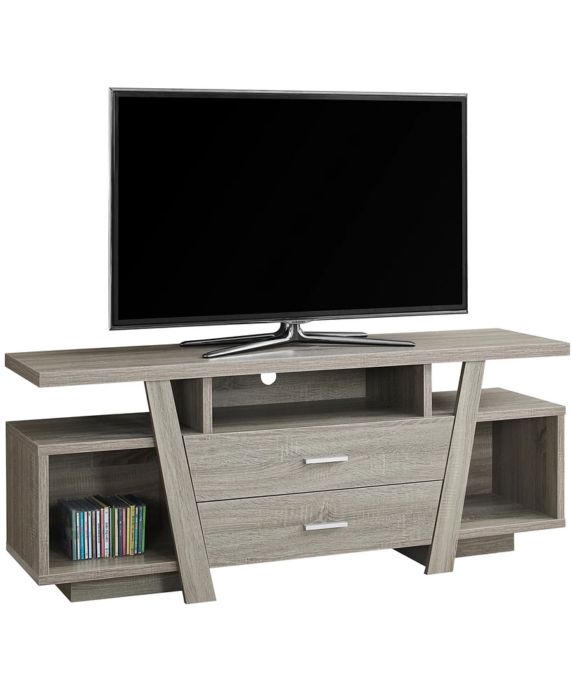 Monarch Specialties 60"L Tv Stand With 2 Drawers in Dark Taupe